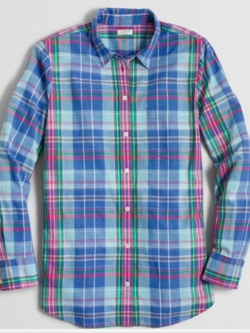 J. Crew Colorful Lightweight Plaid Long Sleeve Button Up Mori-Earth Cotton